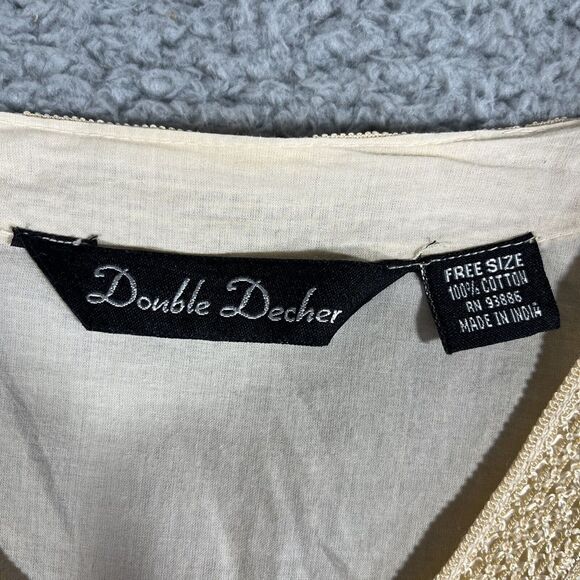 Double Decker BOHO Flowy Embroidered Fairy Whimsical Mini Dress Free Size - Picture 2 of 6